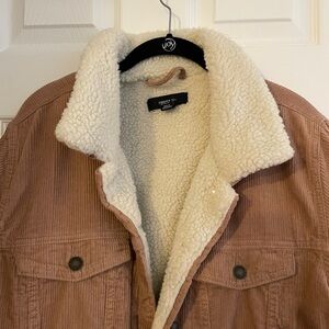 Brown/ pink Corduroy Sherpa Jacket